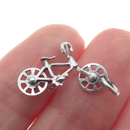 925 Sterling Silver Antique Art Deco Bicycle 3D Charm Pendant