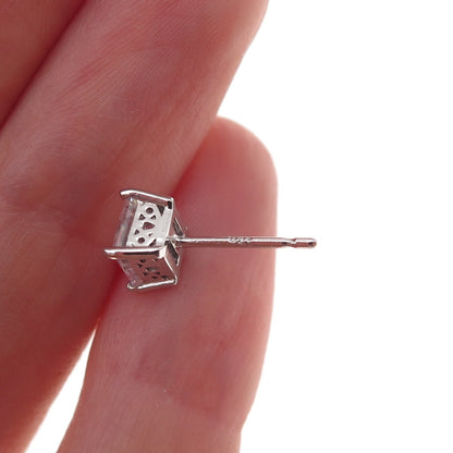 925 Sterling Silver Princess-Cut C Z Stud Earrings