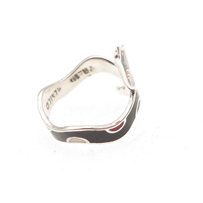 925 Sterling Silver Vintage Mexico Enamel Snake Ring Size 6.5