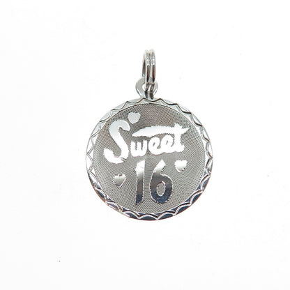 SPENCER 925 Sterling Silver Vintage Sweet 16 Mini Charm Pendant
