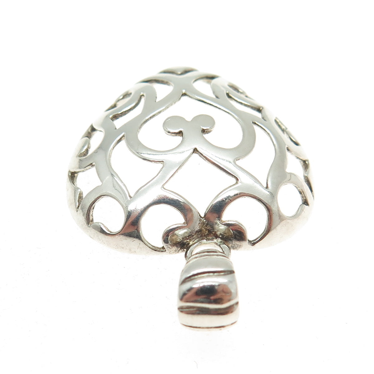 MILOR 925 Sterling Silver Vintage Italy Ornate Heart Pendant