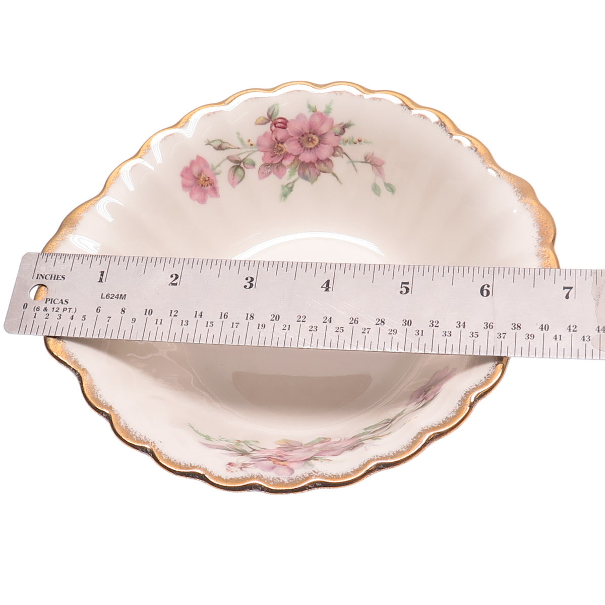 LIMOGES Antique 22K Gold 3K G-F. W. Wild Rose Porcelain SET of 6 Serving Bowls