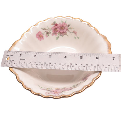 LIMOGES Antique 22K Gold 3K G-F. W. Wild Rose Porcelain SET of 6 Serving Bowls