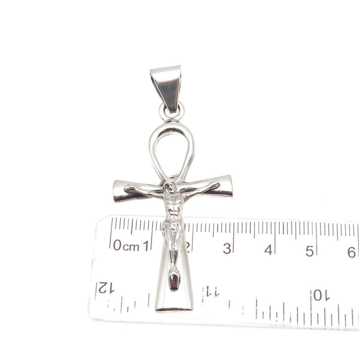 925 Sterling Silver Vintage Egyptian Ankh Crucifix Cross Charm Pendant