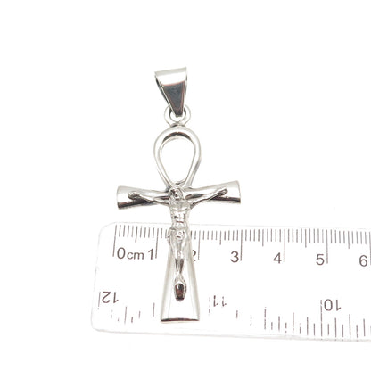 925 Sterling Silver Vintage Egyptian Ankh Crucifix Cross Charm Pendant