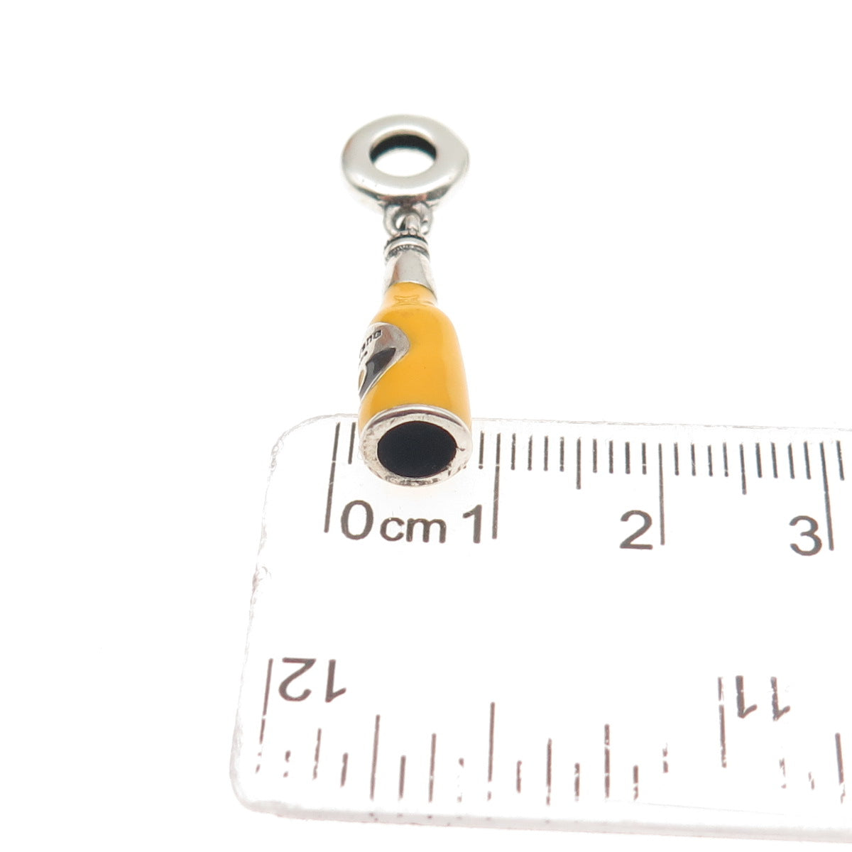 925 Sterling Silver Enamel Corona Extra Beer Dangle Slide Charm