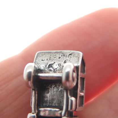 SUNWEST 925 Sterling Silver Vintage Dump Truck Minimalist 3D Charm Pendant