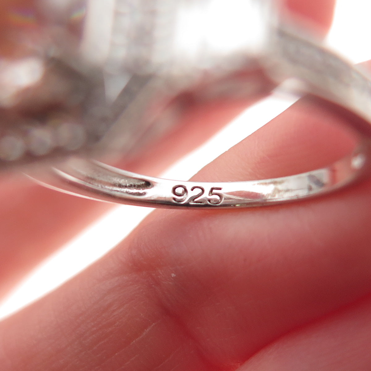 925 Sterling Silver Multi-Cut C Z Engagement Ring Size 8.25