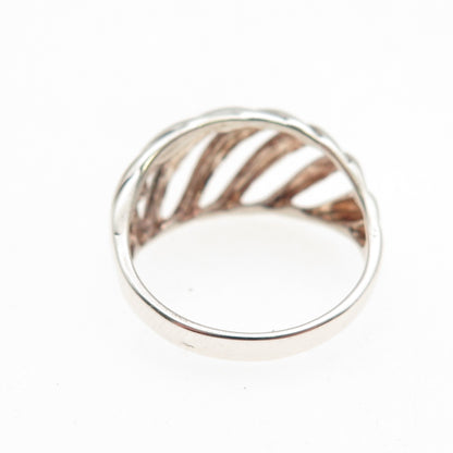 925 Sterling Silver Vintage Modernist Ribbed Dome Ring Size 6