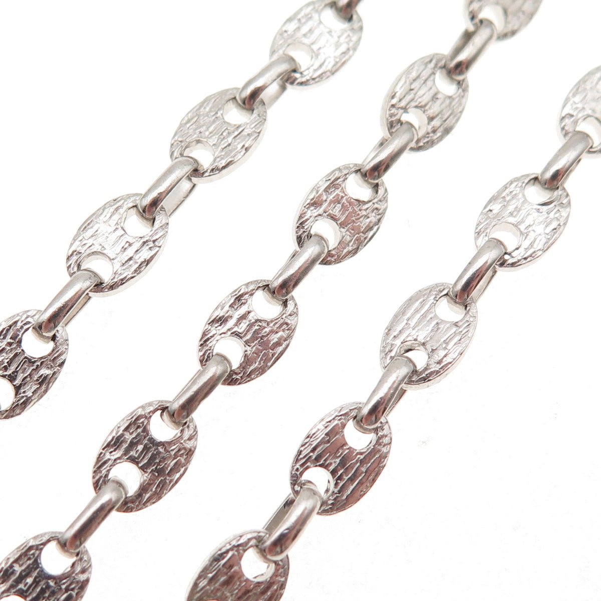 925 Sterling Silver Vintage Italy Textured Anchor Mariner Chain Necklace 24"