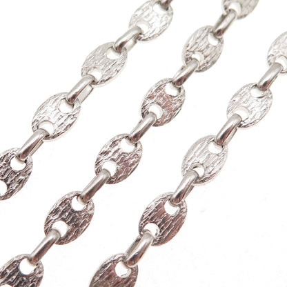925 Sterling Silver Vintage Italy Textured Anchor Mariner Chain Necklace 24"