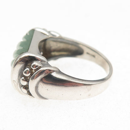 Judith Ripka 925 Sterling Silver Vintage Real Jade Oxidized Ring Size 10