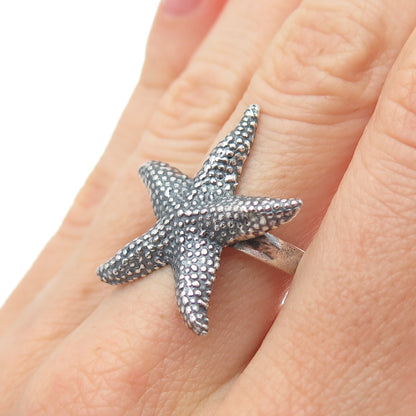 925 Sterling Silver Vintage Starfish Oxidized Ring Size 8.75
