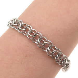 925 Sterling Silver Antique Art Deco Bismark Link Bracelet 7.5"