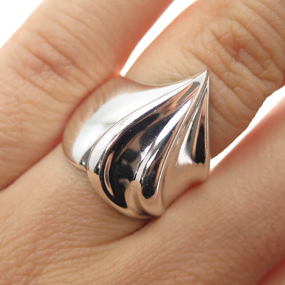 925 Sterling Silver Vintage Modernist Flame Ring Size 6.5