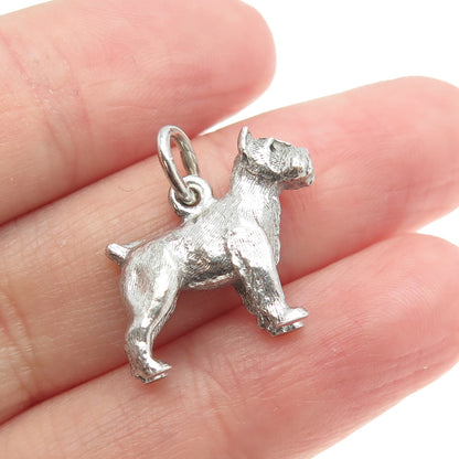 925 Sterling Silver Antique Art Deco Terrier Dog 3D Charm Pendant