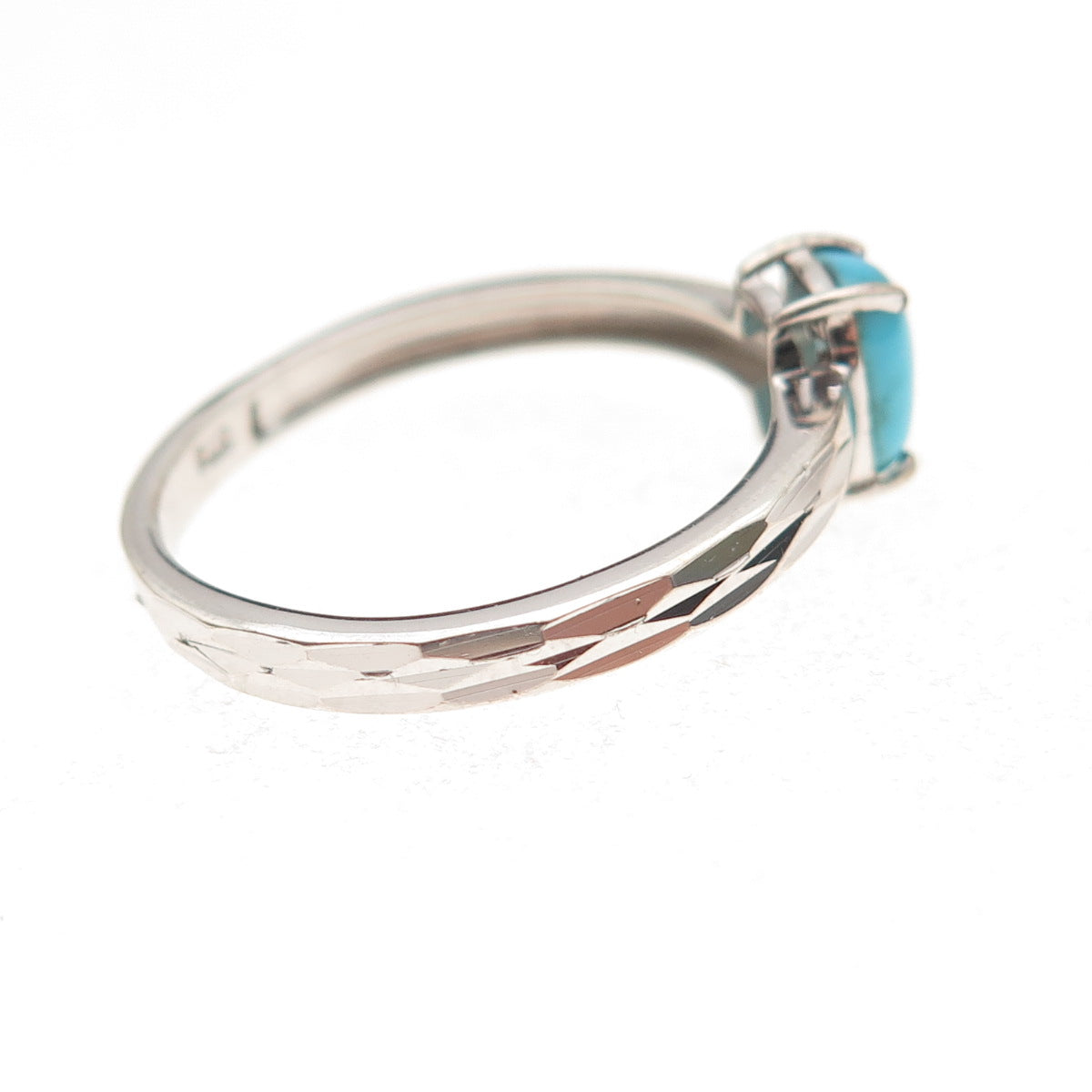 Chuck Clemency 925 Sterling Silver Real Turquoise Diamond-Cut Ring Size 8.25