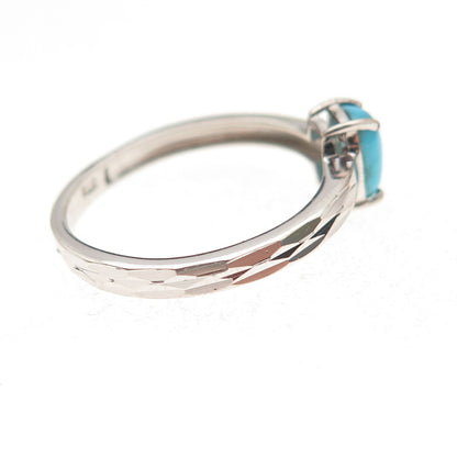 Chuck Clemency 925 Sterling Silver Real Turquoise Diamond-Cut Ring Size 8.25