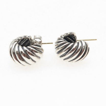 David Yurman 925 Sterling Silver 14K Gold Posts Vintage Cable Hoop Earrings