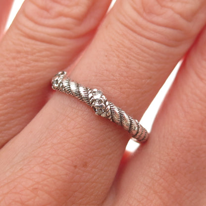 Judith Ripka 925 Sterling Silver Round-Cut C Z Twisted Rope Band Ring Size 7