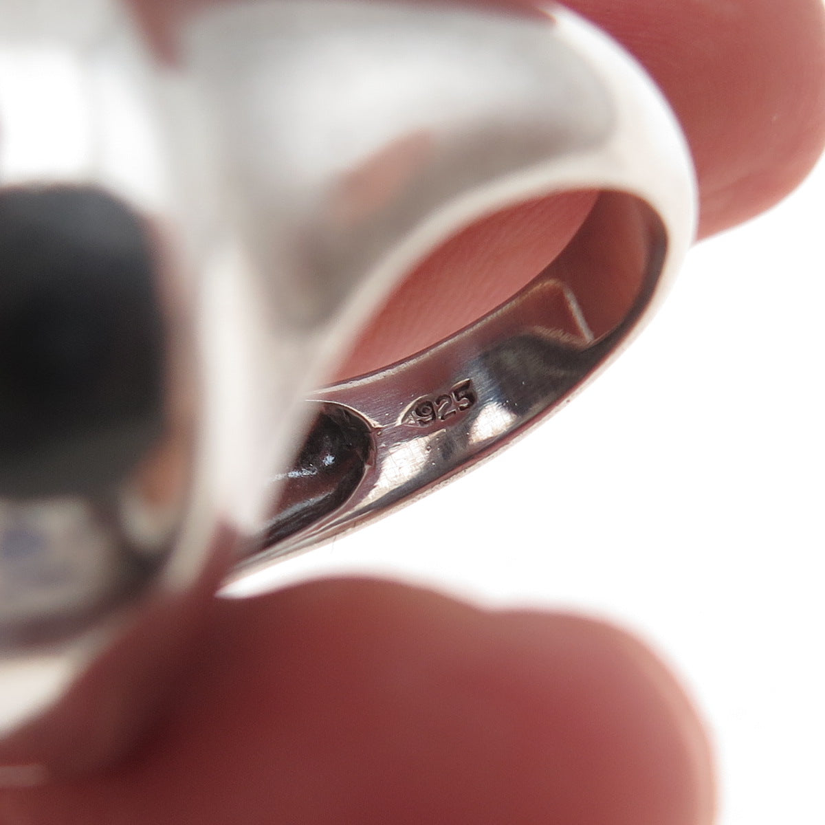 925 Sterling Silver Vintage Modernist Dome Oxidized Ring Size 8