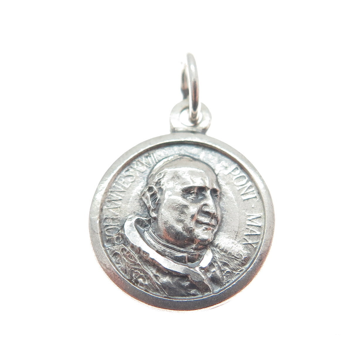 925 Sterling Silver Vintage Pope John XXIII Coin Minimalist Charm Pendant