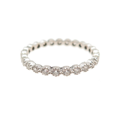 925 Sterling Silver Round-Cut C Z Eternity Stackable Band Ring Size 7