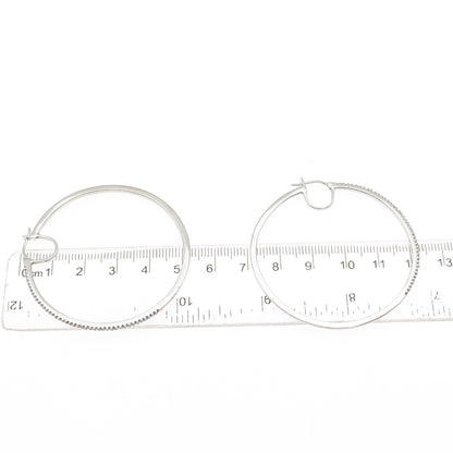 Sun 925 Sterling Silver Real Round-Cut Diamond Large Hoop Earrings