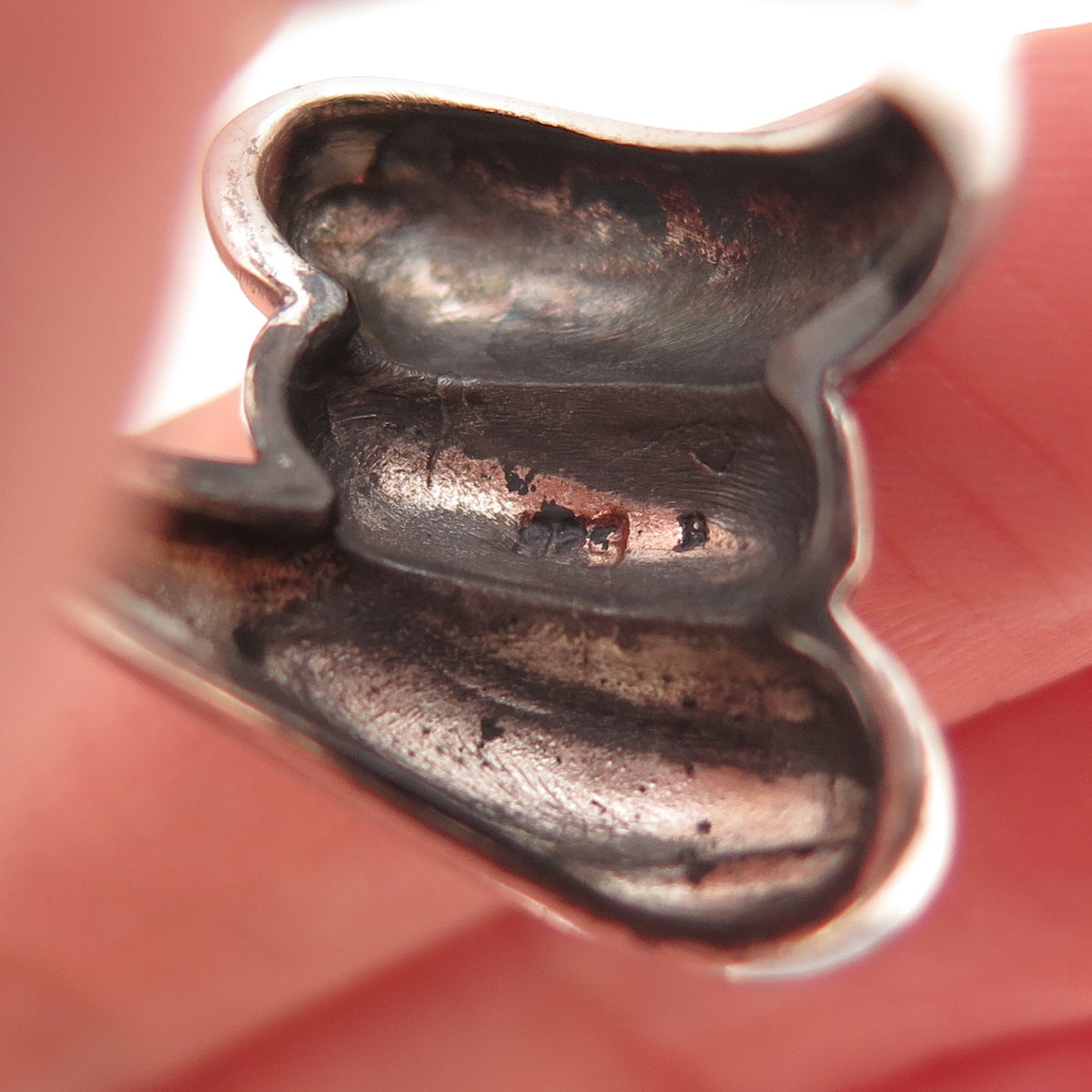 925 Sterling Silver Vintage Modernist Oxidized Ring Size 7.5