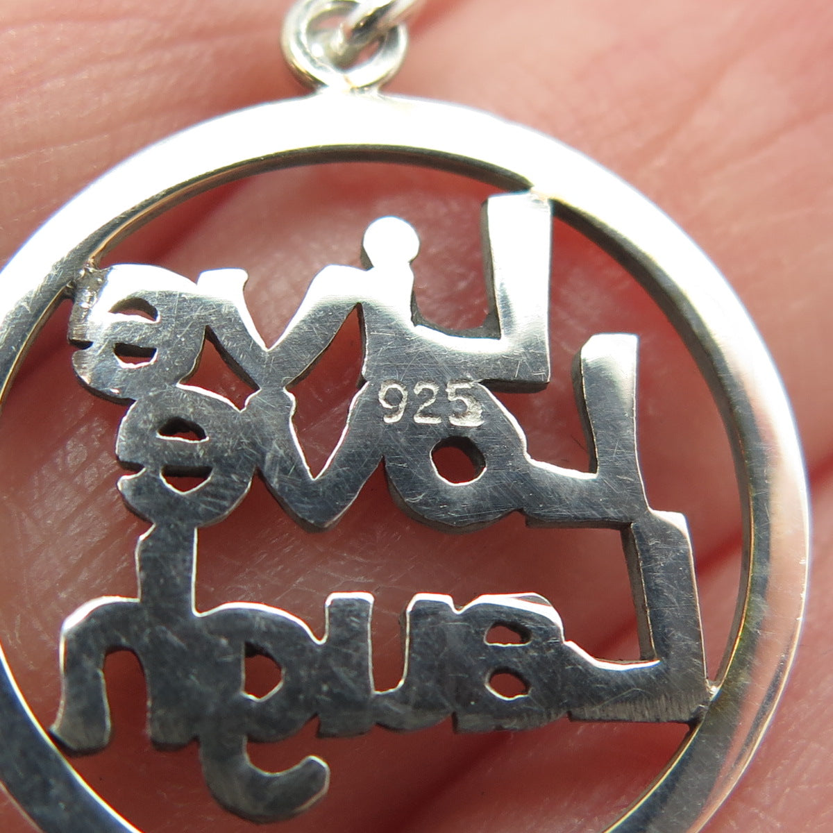 925 Sterling Silver "Live Love Laugh" Round Dangling Earrings