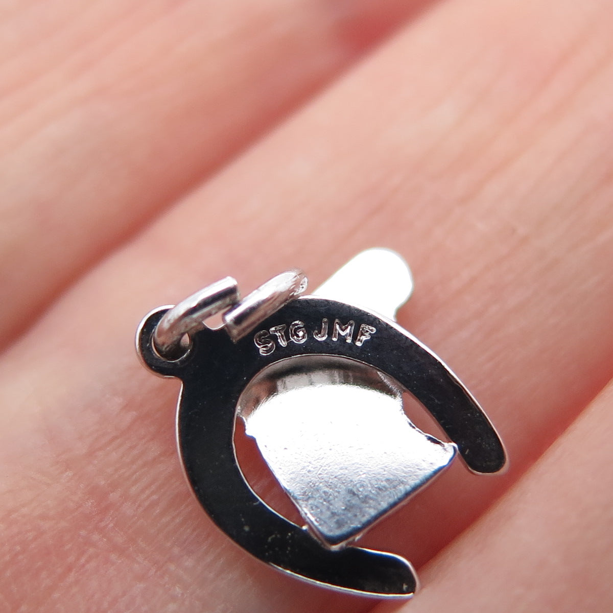 J.M. FISHER 925 Sterling Silver Vintage Horse Shoe Club Mini Charm Pendant