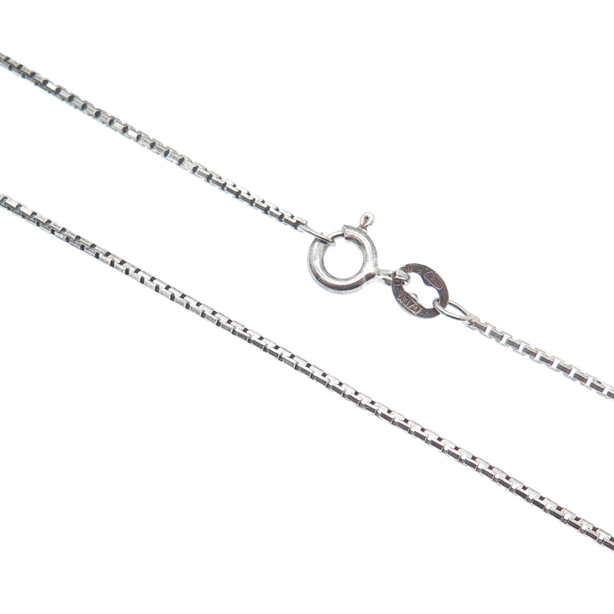 925 Sterling Silver Vintage Modernist Pendant Round Box Chain Necklace 16"