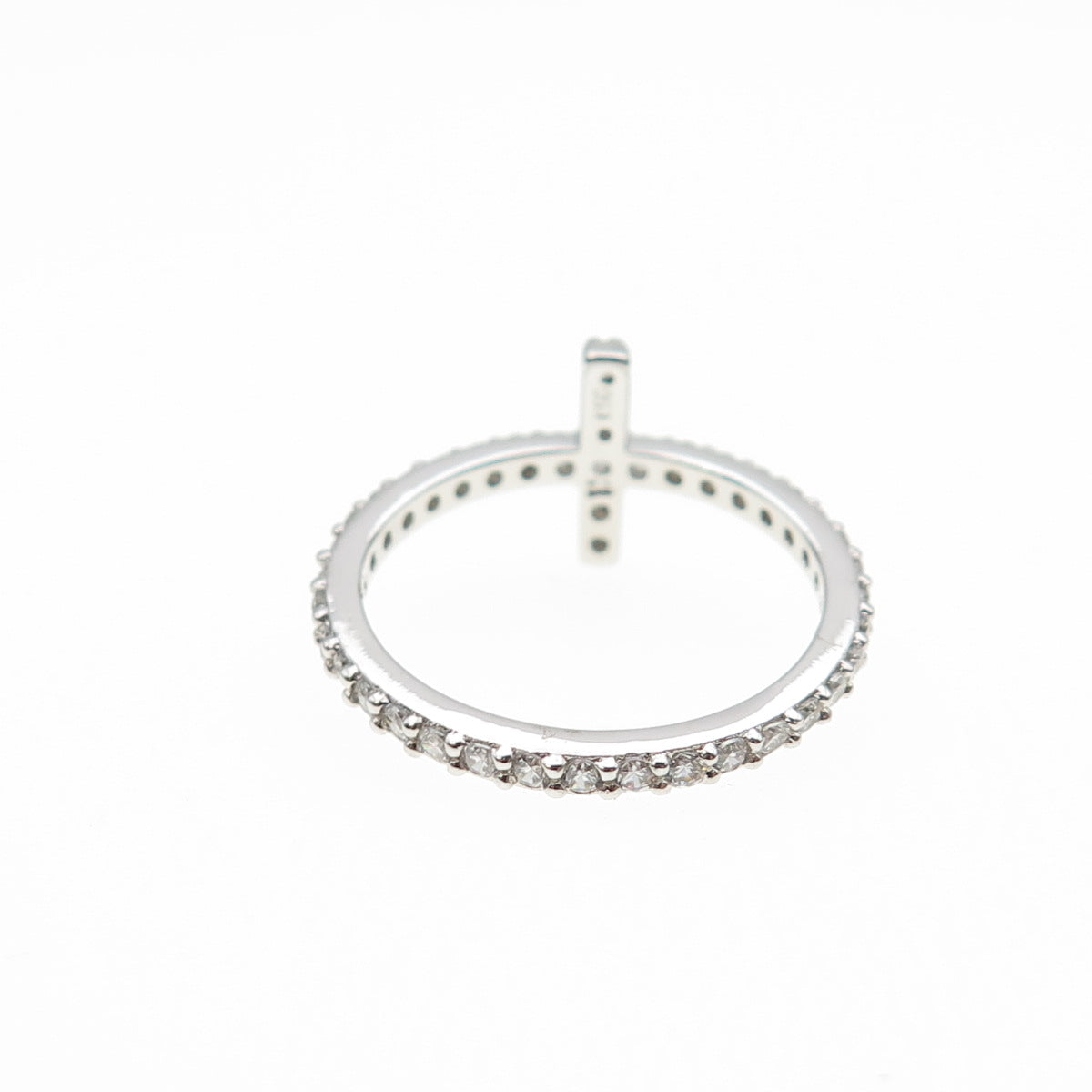 925 Sterling Silver Round-Cut C Z Cross Ring Size 6.25