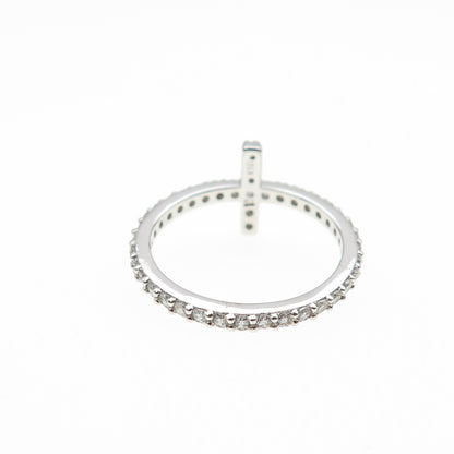925 Sterling Silver Round-Cut C Z Cross Ring Size 6.25