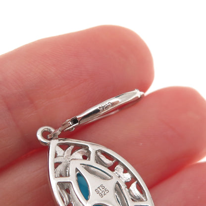 Chuck Clemency Sterling Silver Real Sleeping Beauty Turquoise Floral Earrings