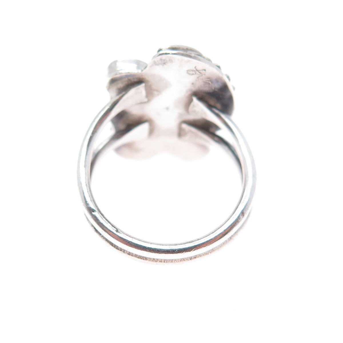 Old Pawn Sterling Silver Vintage MAH Artisan Feather & Flower Tribal Ring Size 6