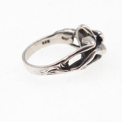 925 Sterling Silver Vintage Erotic Scene Oxidized Ring Size 6.5