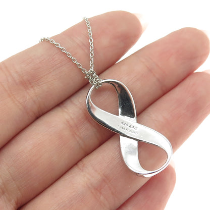 925 Sterling Silver Real Round-Cut Diamond Infinity Cable Chain Necklace 18"