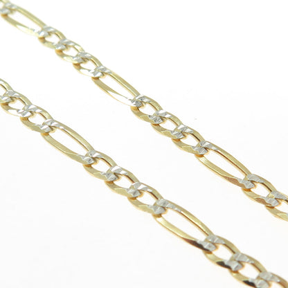 P. LUX 925 Sterling Silver Gold Plated Italy Diamond-Cut Figaro Link Bracelet 7"