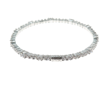 925 Sterling Silver Round-Cut C Z Tennis Link Bangle Bracelet 7.75"