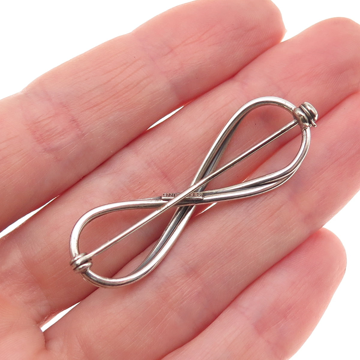 925 Sterling Silver Vintage Infinity Oxidized Pin Brooch