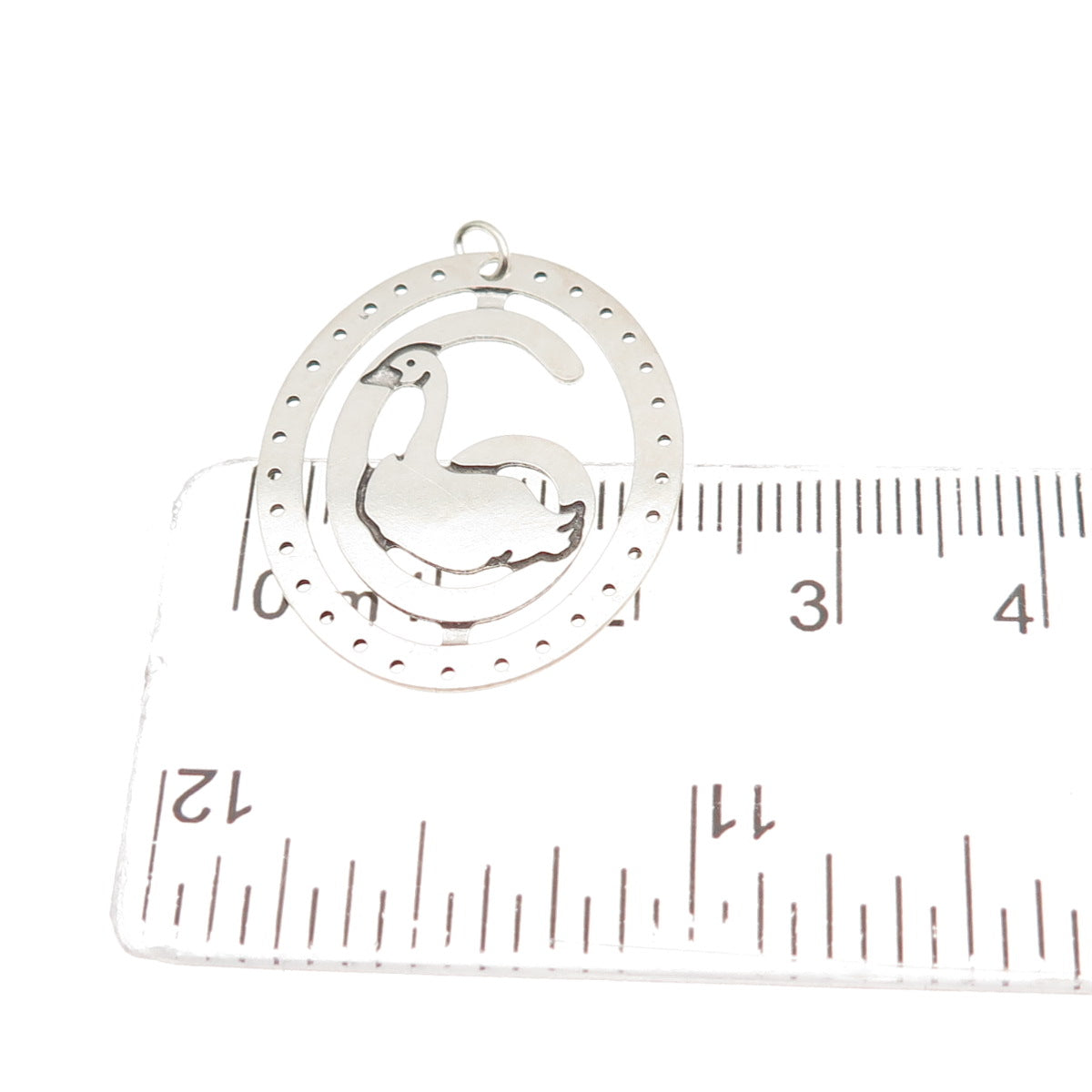 925 Sterling Silver Vintage Number 6 Duck Charm Pendant