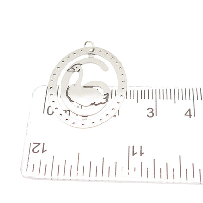 925 Sterling Silver Vintage Number 6 Duck Charm Pendant