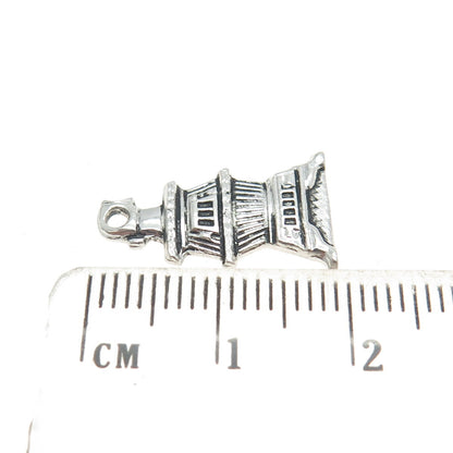 925 Sterling Silver Vintage Pagoda Minimalist Charm Pendant