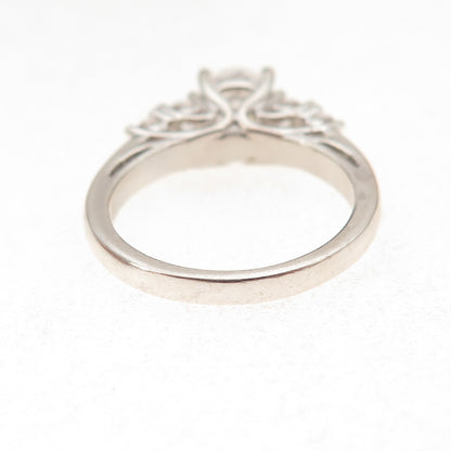 JH Young 925 Sterling Silver Round-Cut C Z Engagement Ring Size 7
