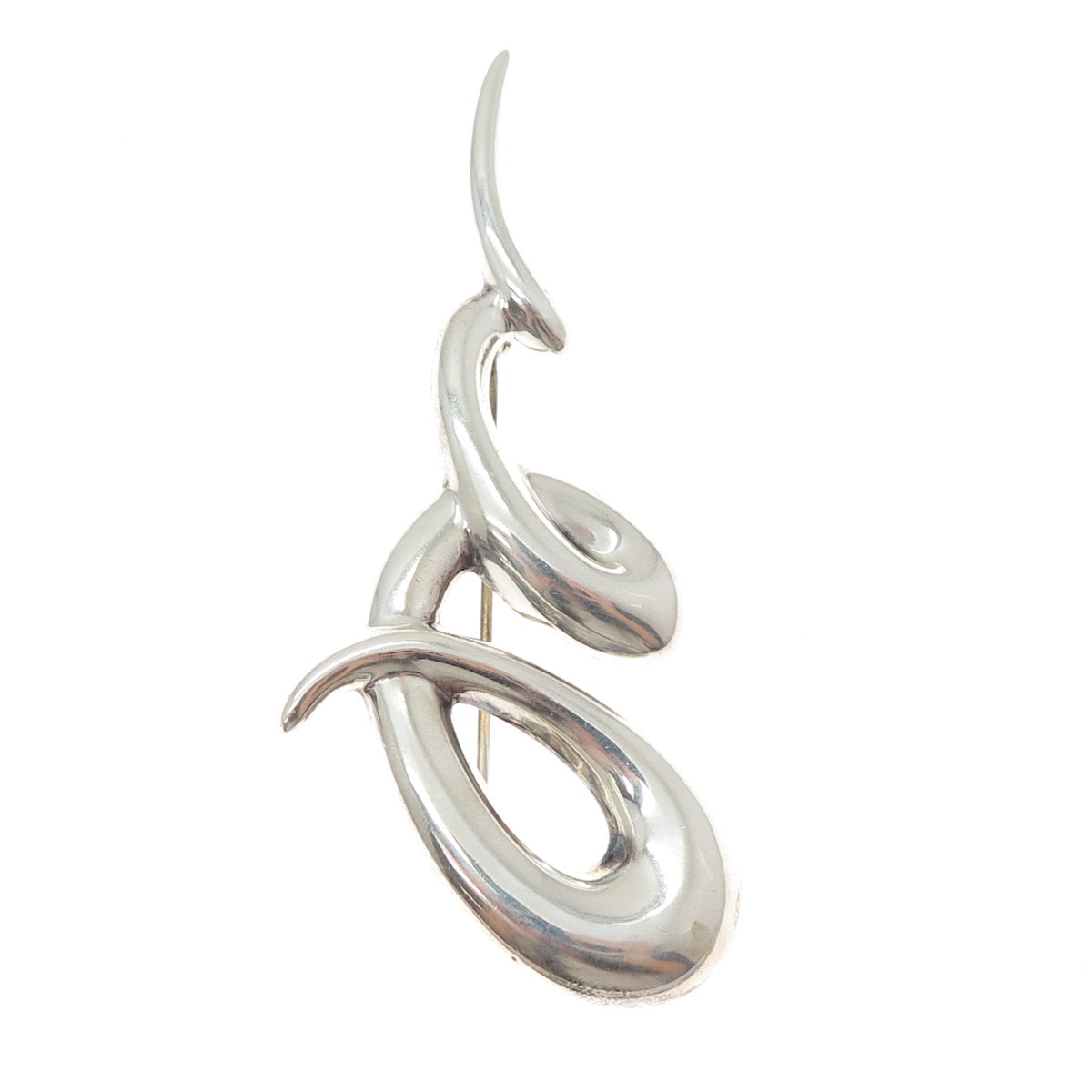 CNA PRANDA 925 Sterling Silver Vintage Modernist Twisted Pin Brooch