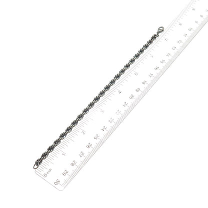 925 Sterling Silver Vintage Oxidized Twisted Rope Link Bracelet 7"