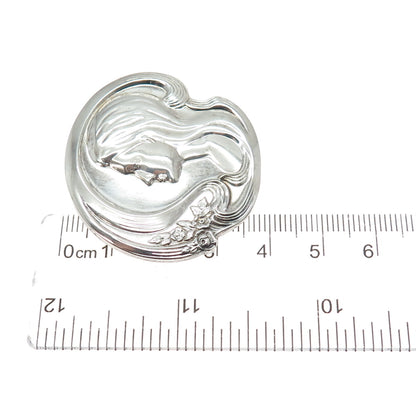 LUNT 925 Sterling Silver Vintage 1973 Mother's Day Oxidized Pin Brooch / Pendant