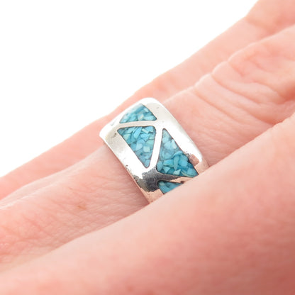 Della & Francis James Navajo Old Pawn Sterling Turquoise Inlay Band Ring Size 5