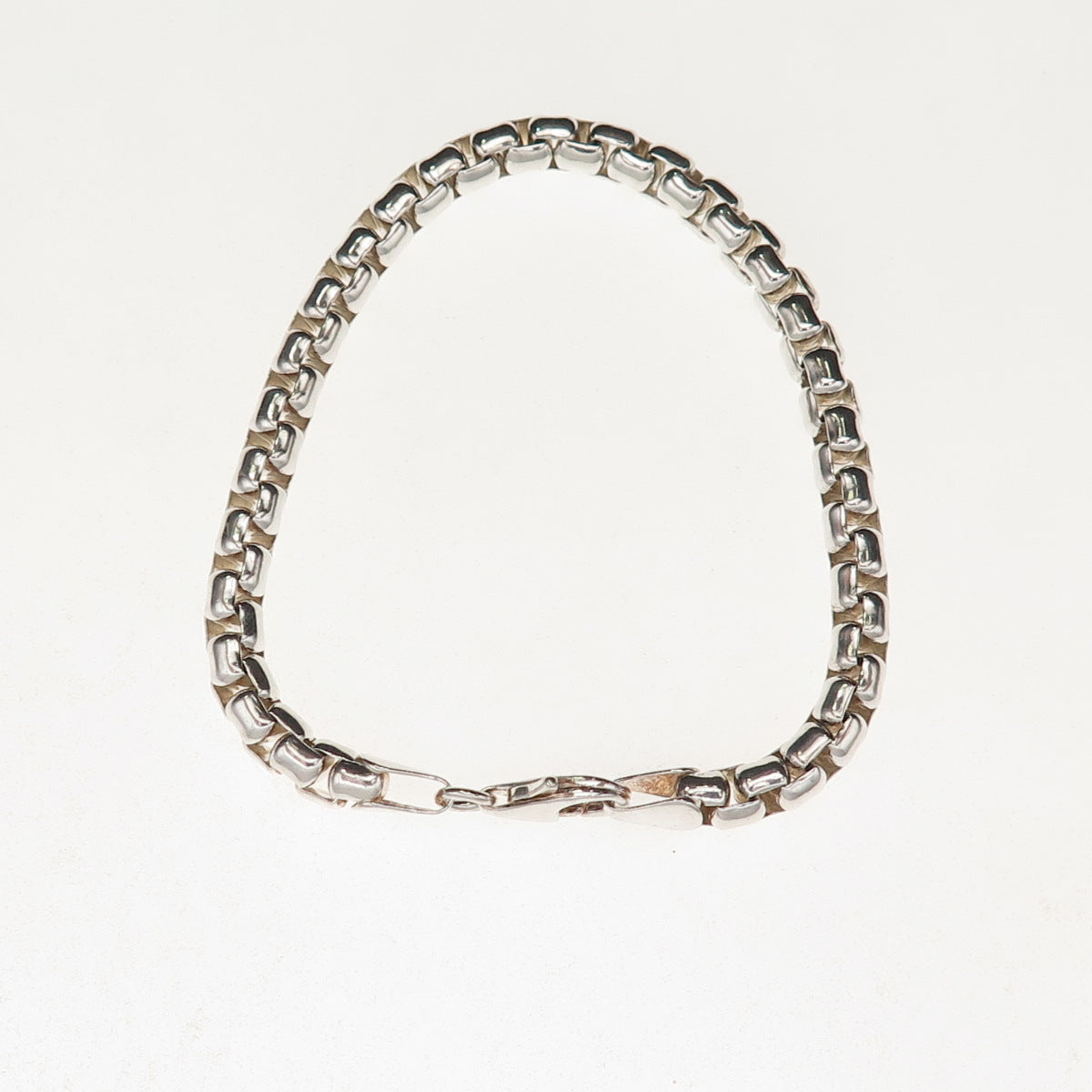 925 Sterling Silver Vintage Round Box Link Bracelet 6.75"